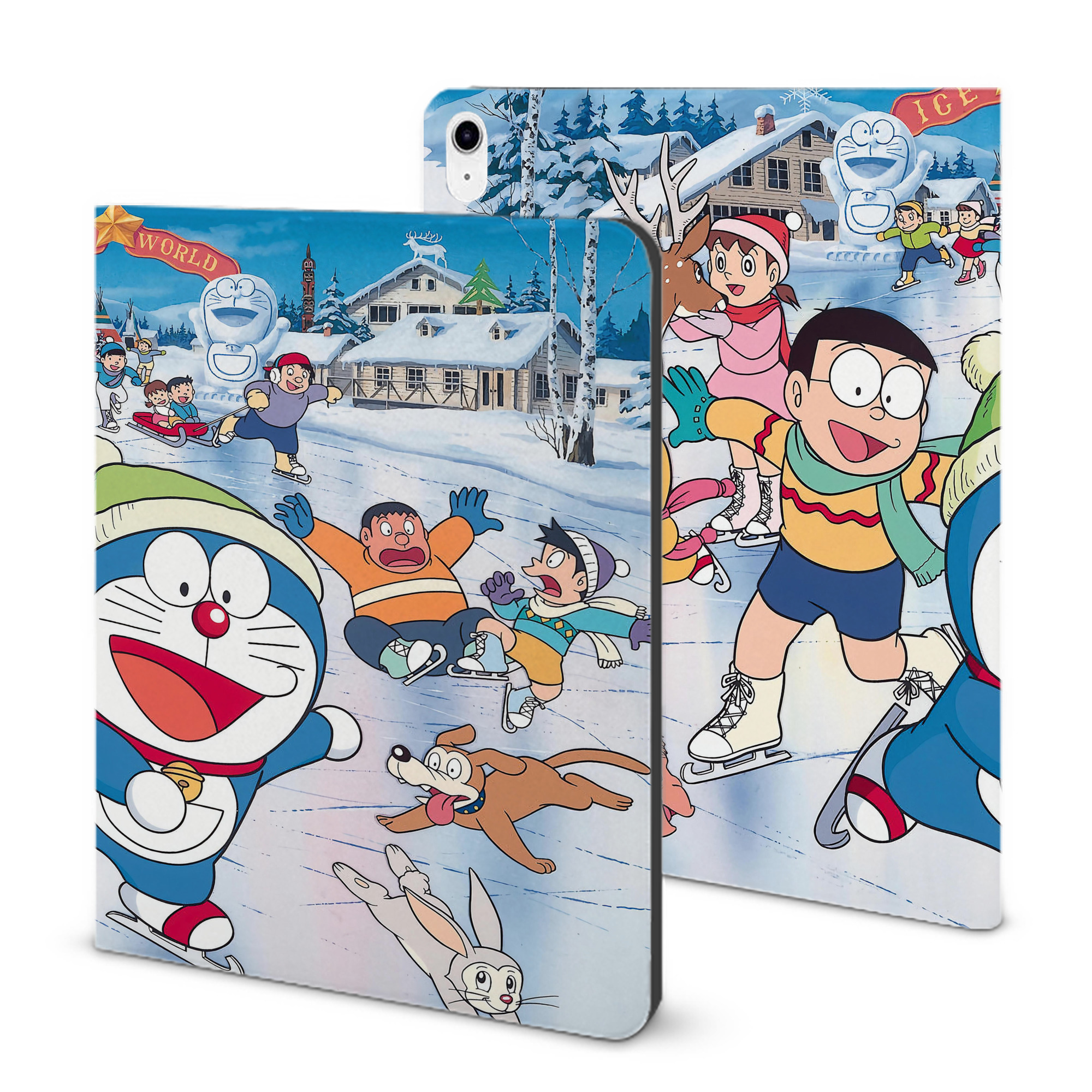 （画像用） ドラえもん Doraemon IPad ケース ブック型 PUレザー TPU 耐衝撃 軽量 薄型 ペン収納なし 全面保護 IPad 各モデル対応